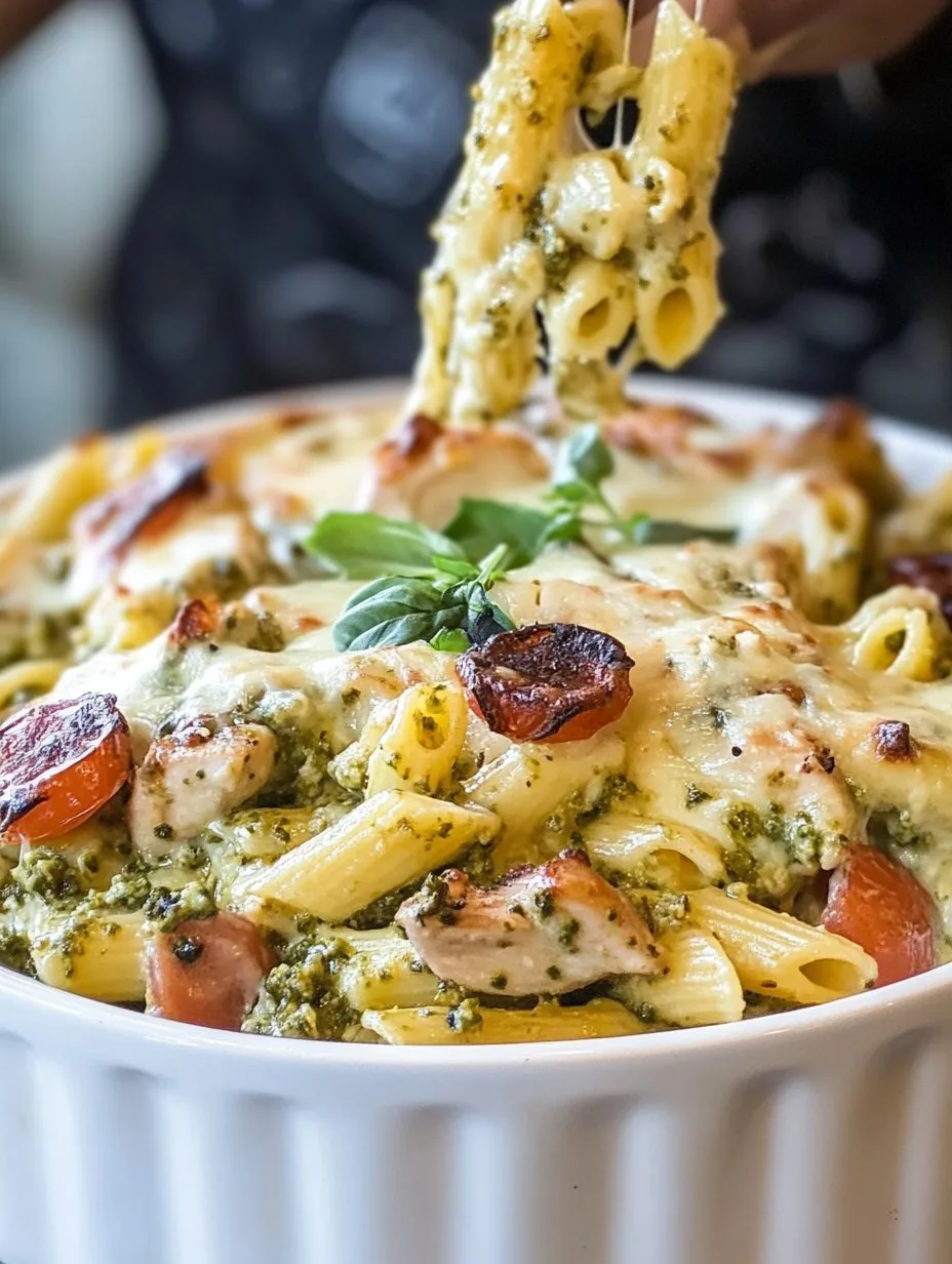 Creamy Pesto Chicken Pasta Bake Recipe