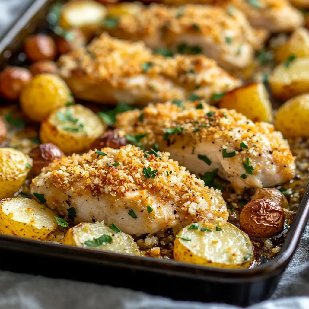 Parmesan Crusted Chicken Sheet Pan Dinner Recipe