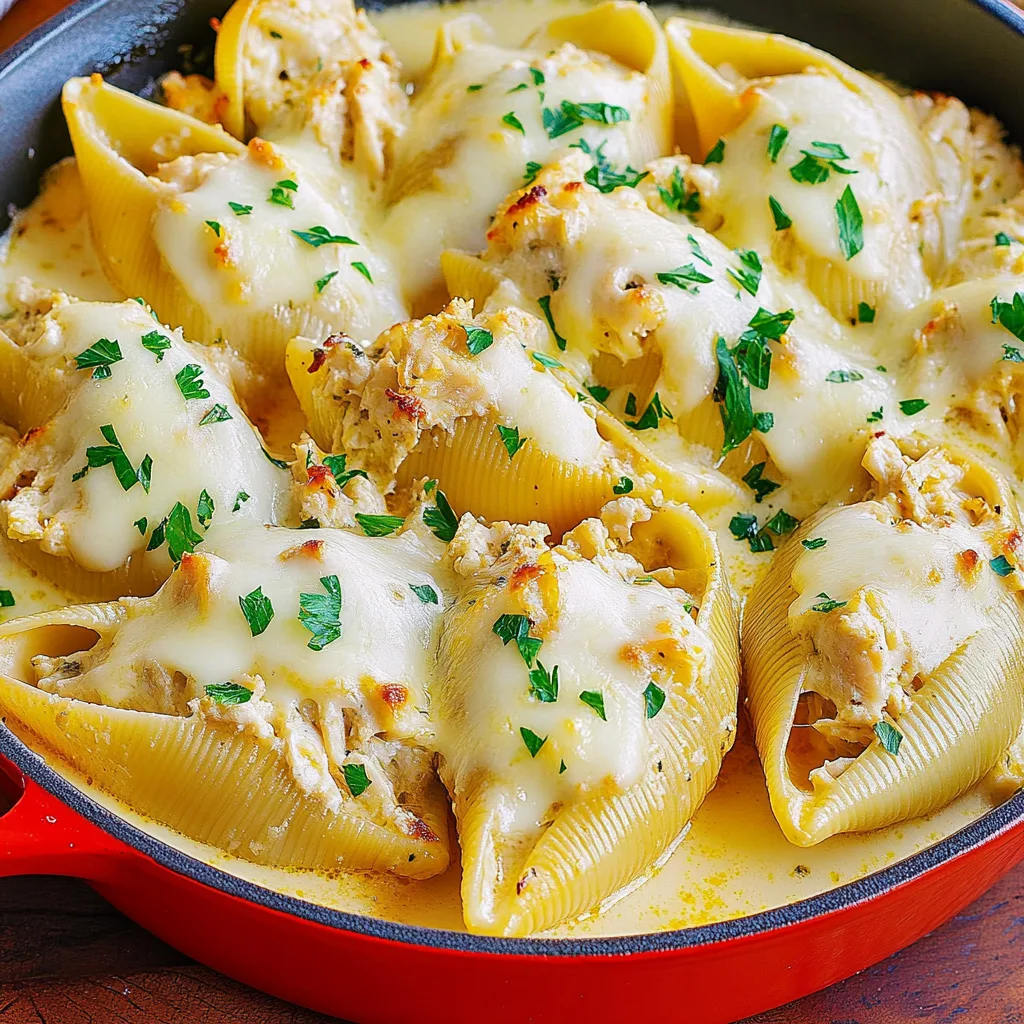 Garlic Butter Chicken Alfredo Stuffed Shells