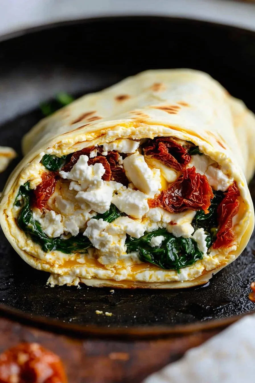 Spinach Feta Egg White Wrap Recipe - Healthy & Delicious