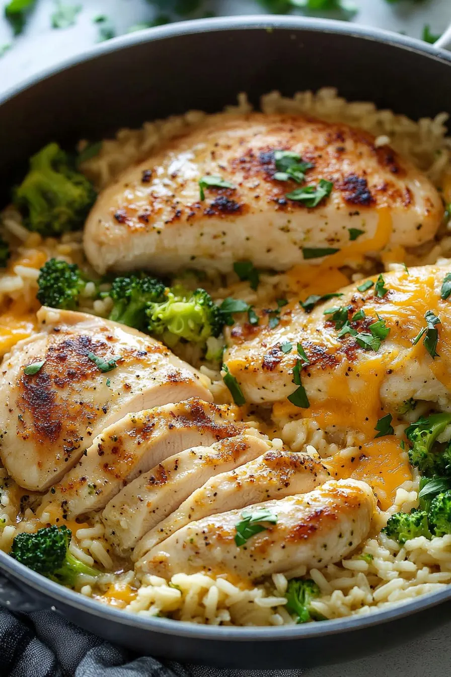 One Pot Cheesy Chicken Broccoli and Rice Recipe