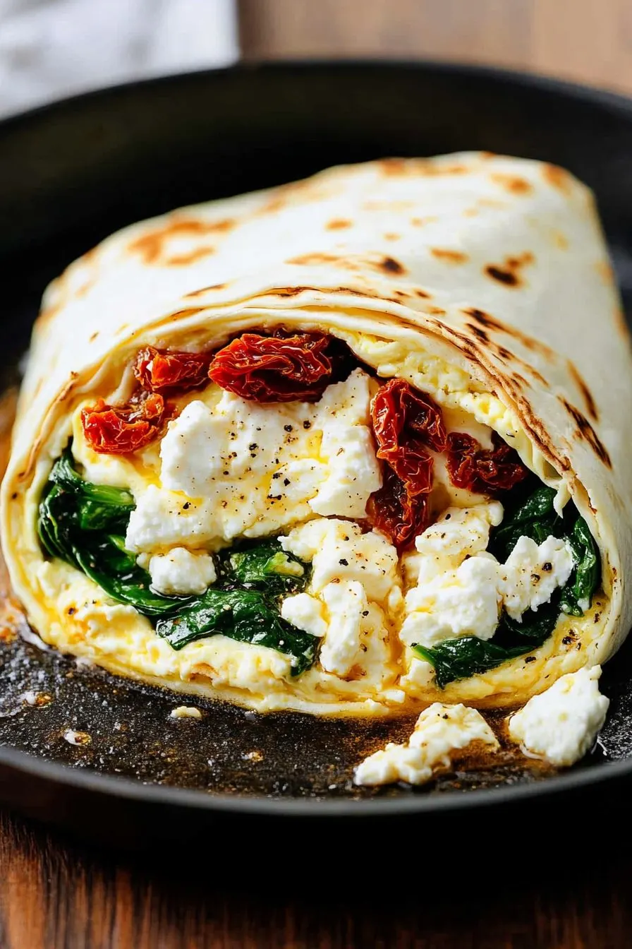 Spinach Feta Egg White Wrap Recipe - Healthy & Delicious