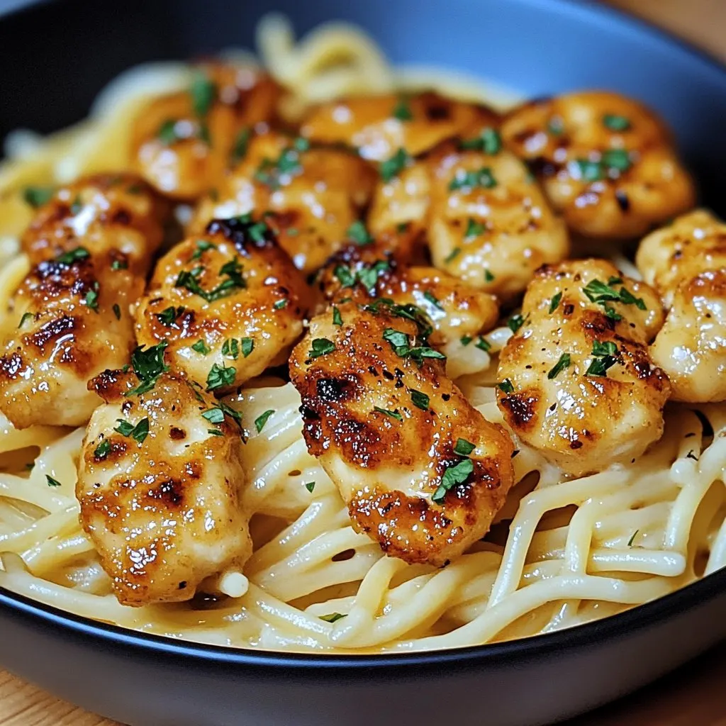 Garlic Butter Chicken Bites with Parmesan Pasta Recipe