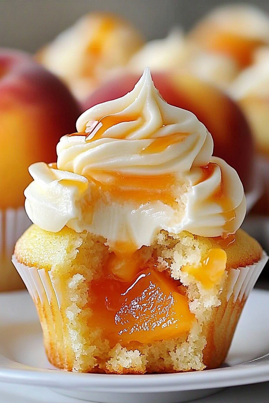 Honey Peach Cream Cheese Cupcakes