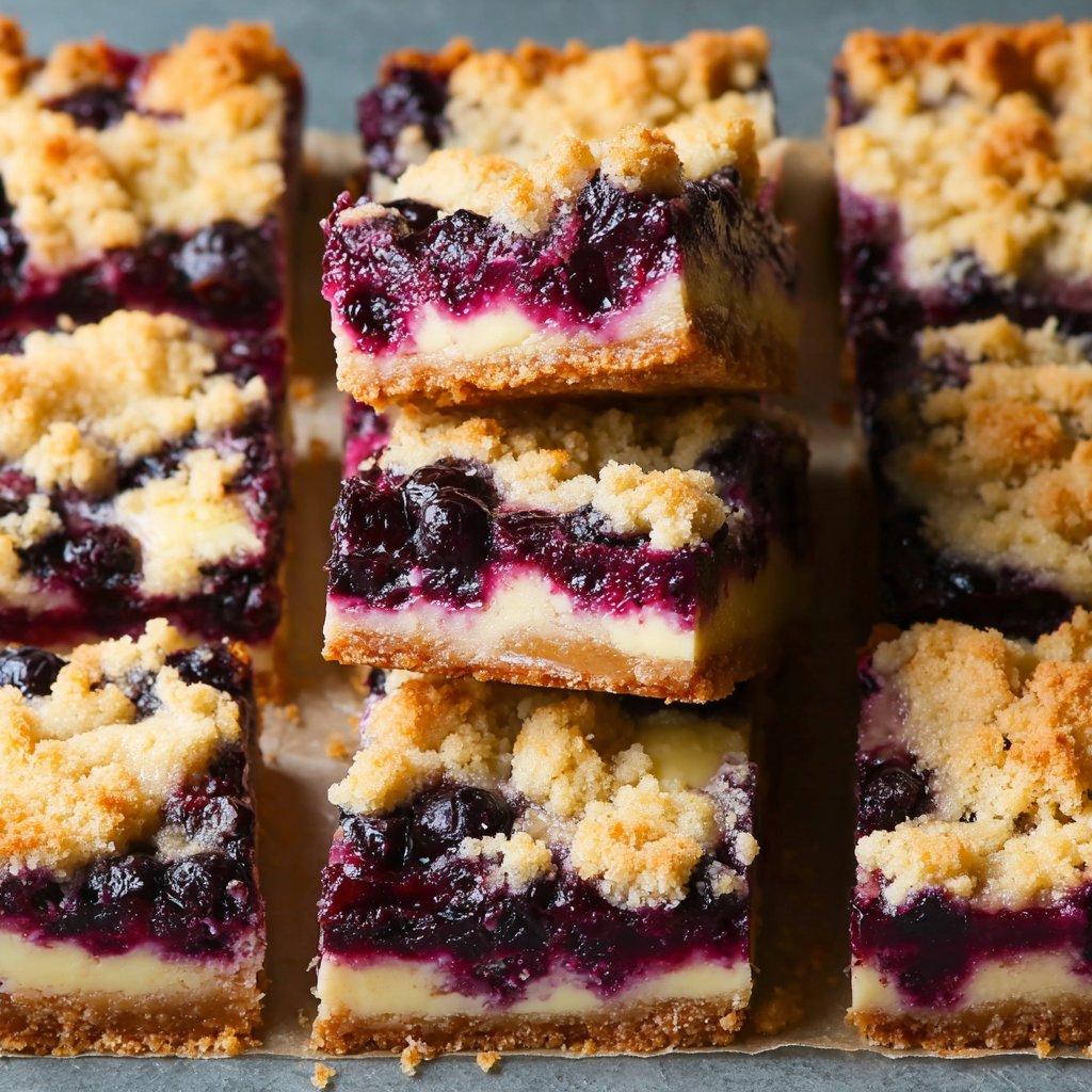 Blueberry Crumble Cheesecake Bars