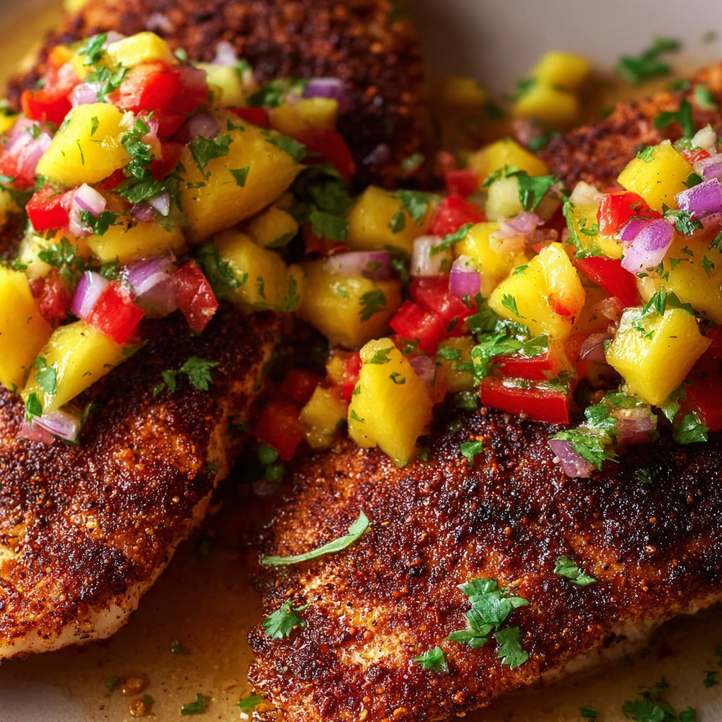 Blackened Tilapia with Mango Salsa