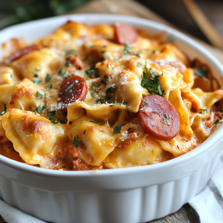 Crockpot Pierogi Casserole with Kielbasa