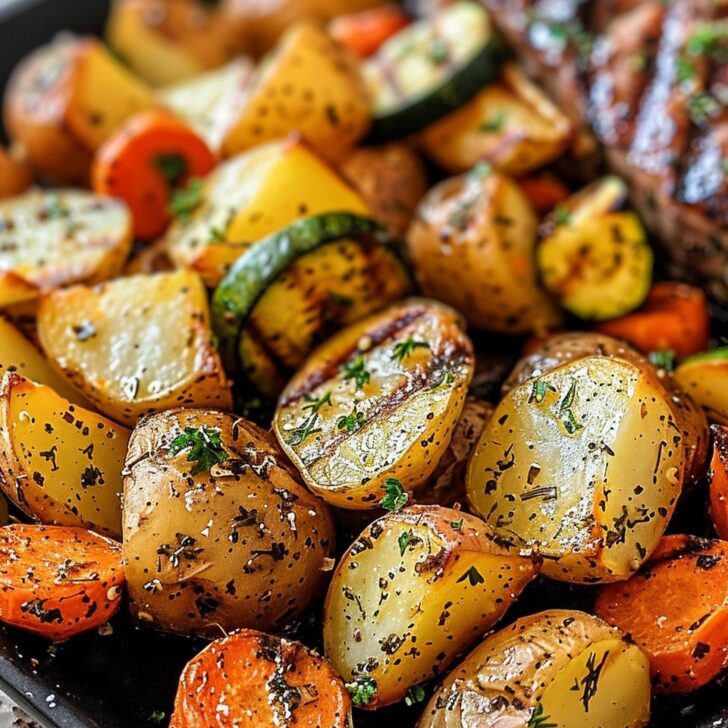 Garlic Herb Roasted Potatoes Carrots and Zucchini Recipe
