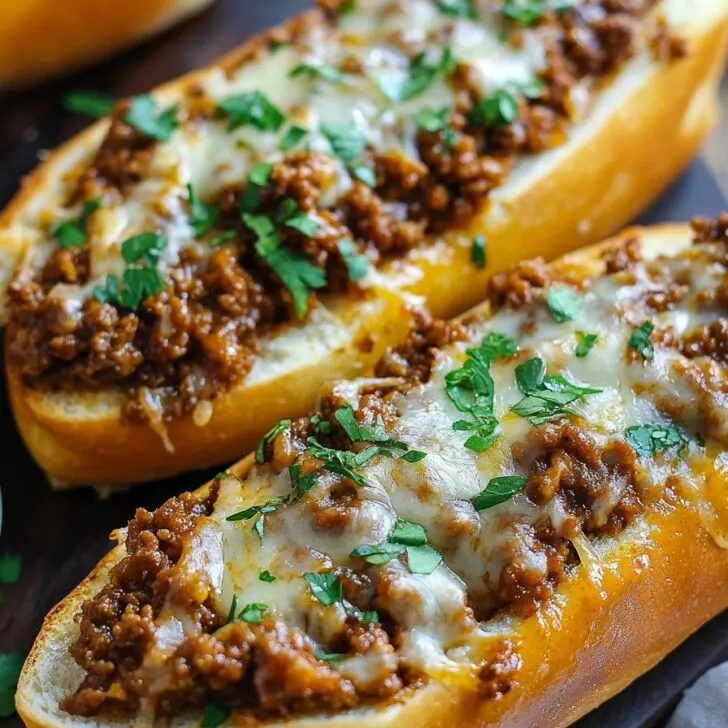 Cheesy Sloppy Joe Garlic Bread Recipe