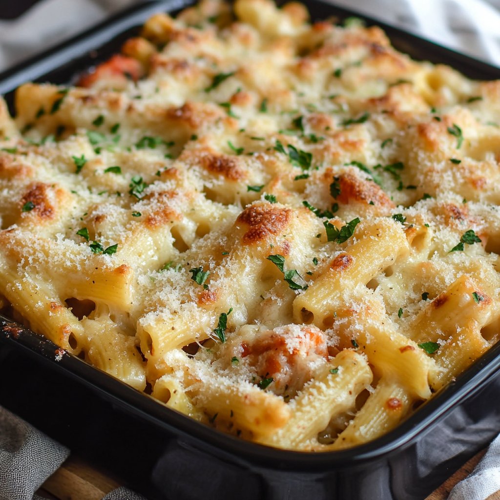 Garlic Parmesan Chicken Pasta Bake Recipe