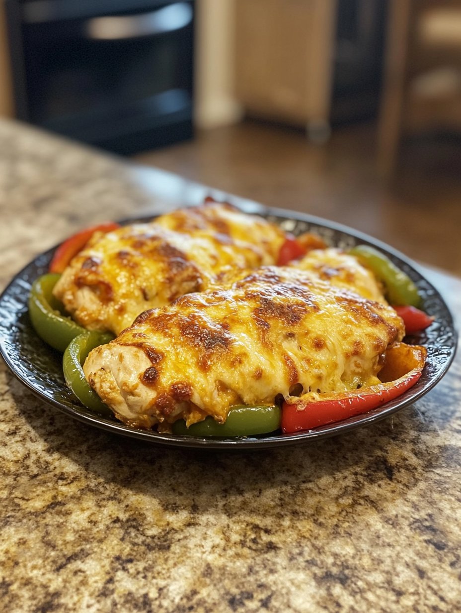 Cheesy Baked Chicken and Peppers Recipe