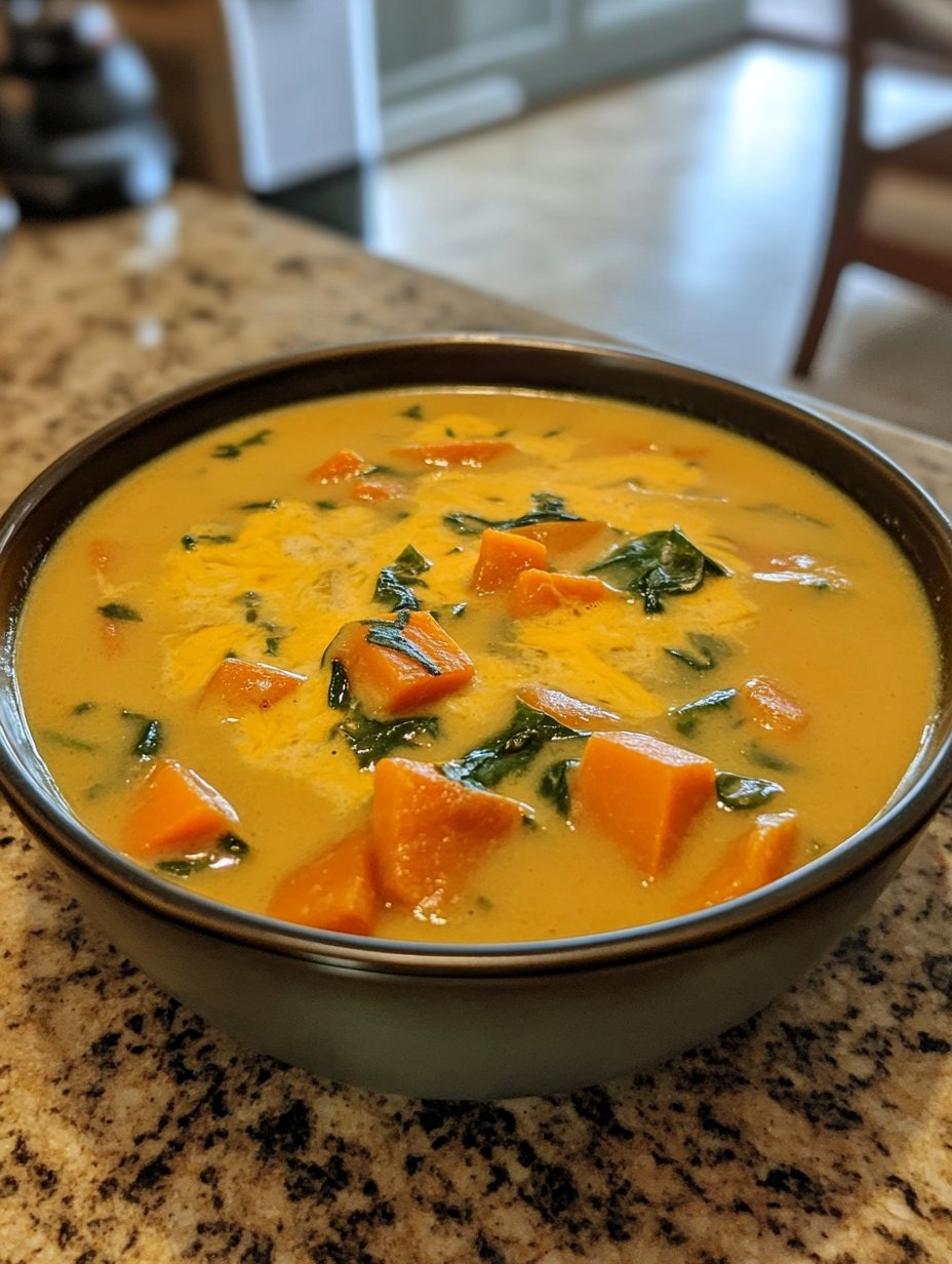 Cheesy Thai Sweet Potato Carrot Soup Recipe