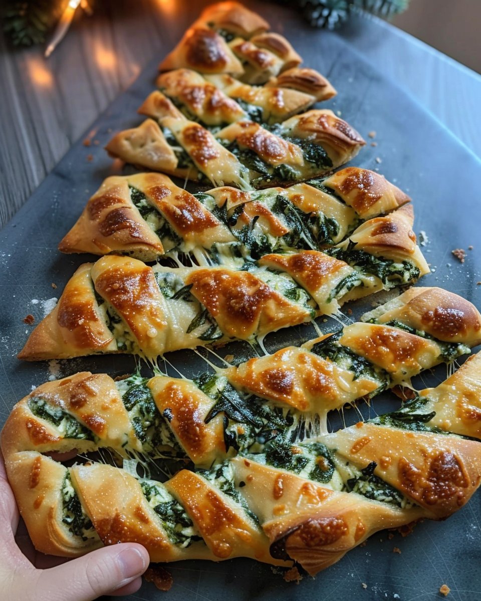 Christmas Tree Spinach Dip Breadsticks Recipe