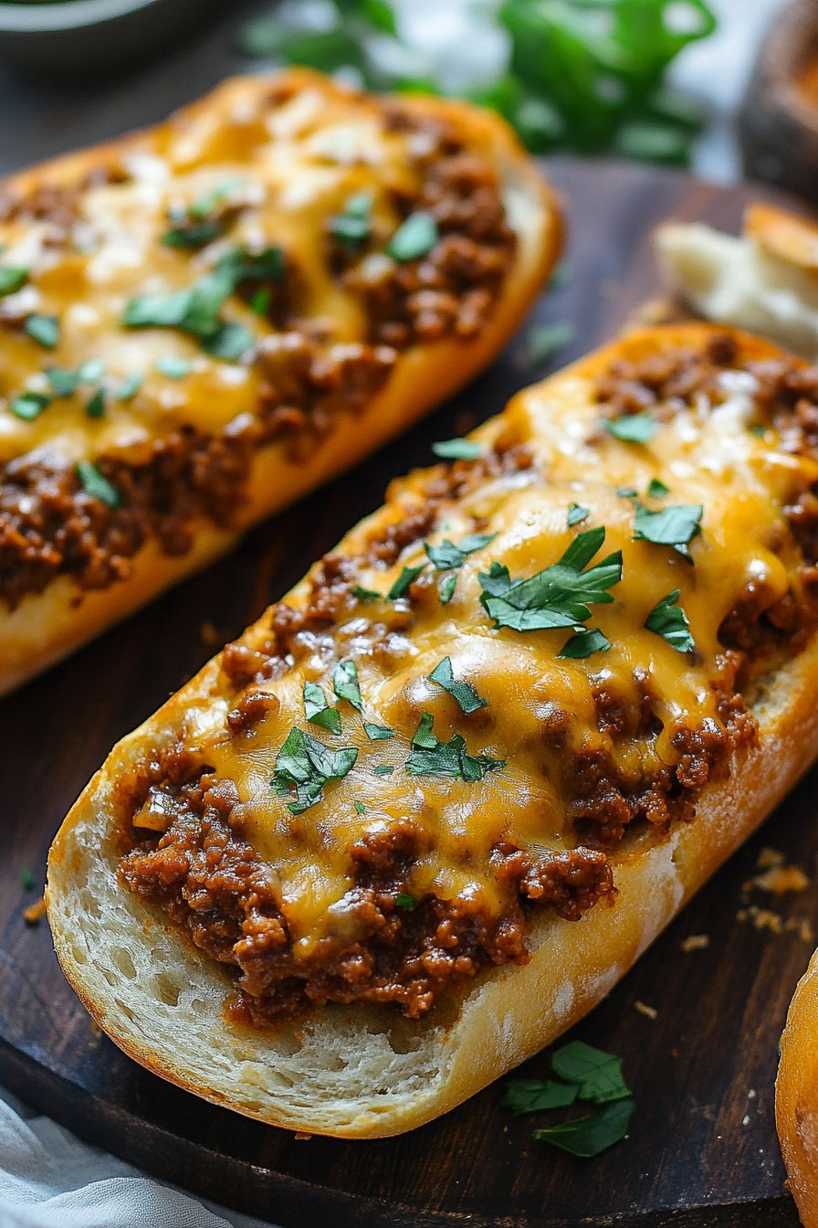 Cheesy Sloppy Joe Garlic Bread Recipe