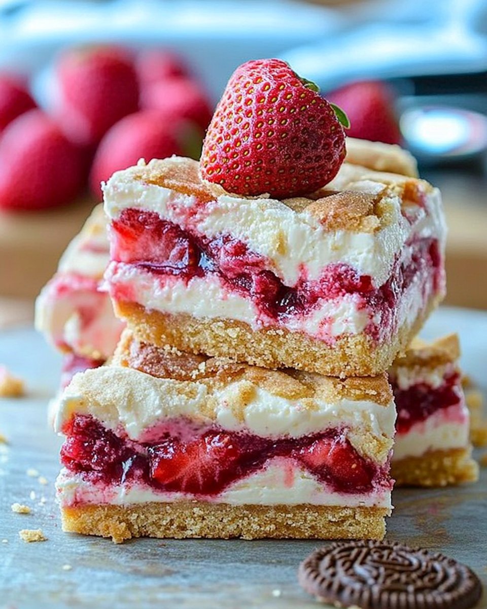 Golden Oreo Strawberry Cheesecake Bars Recipe