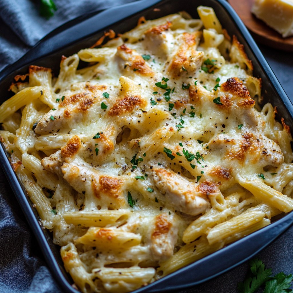 Garlic Parmesan Chicken Pasta Bake Recipe