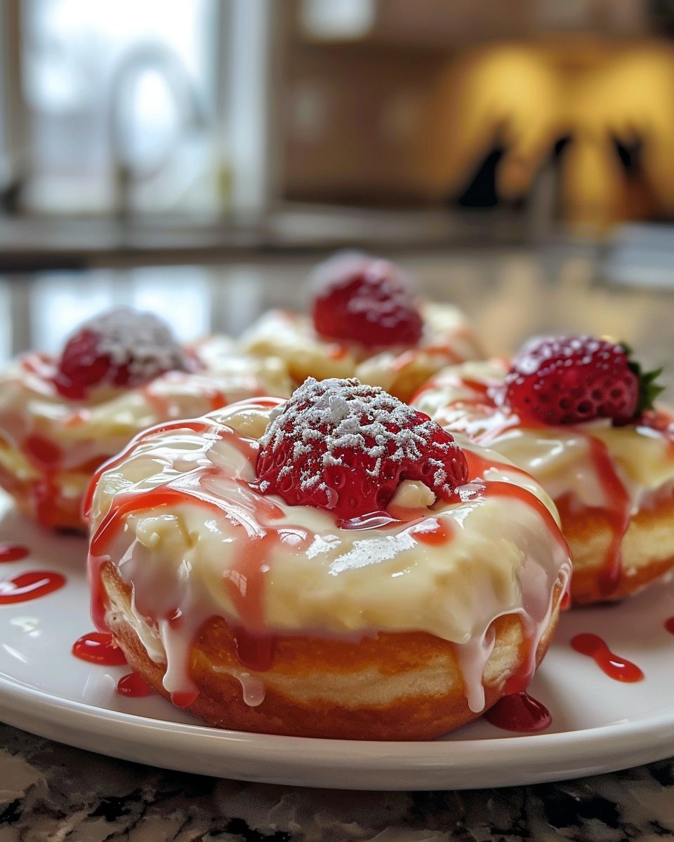 Strawberry Cheesecake Stuffed Donuts Recipe