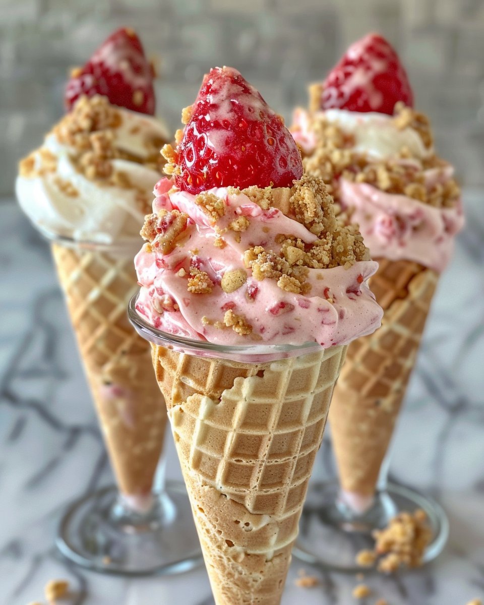 Strawberry Crunch Cheesecake Cones Recipe