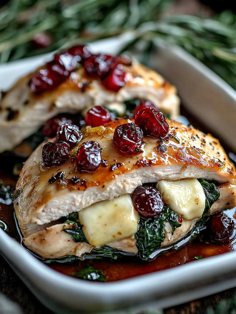 Cranberry & Spinach Stuffed Chicken Breasts with Brie Recipe