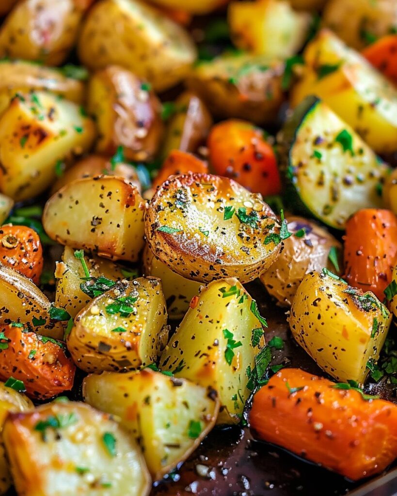 Garlic Herb Roasted Potatoes Carrots and Zucchini