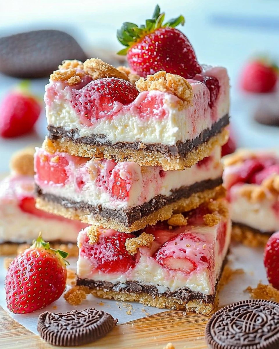 Golden Oreo Strawberry Cheesecake Bars Recipe