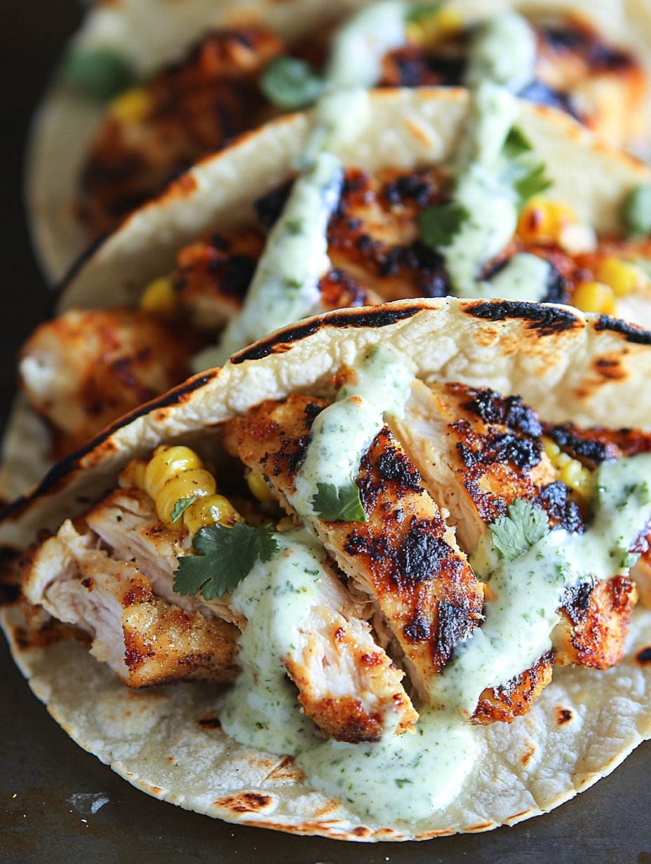 Fried Chicken Street Corn Tacos with Jalapeño Lime Ranch