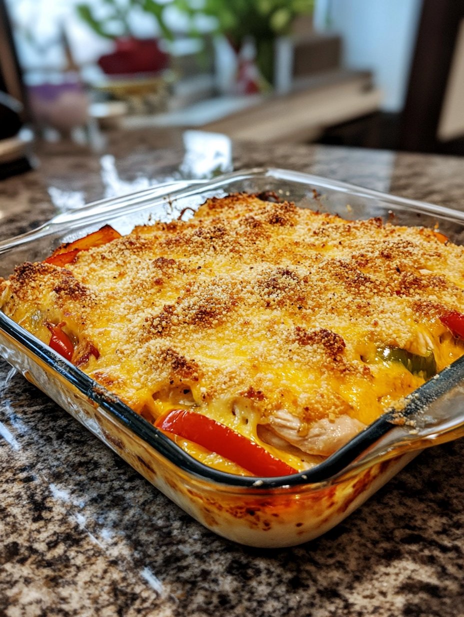 Cheesy Baked Chicken and Peppers Recipe