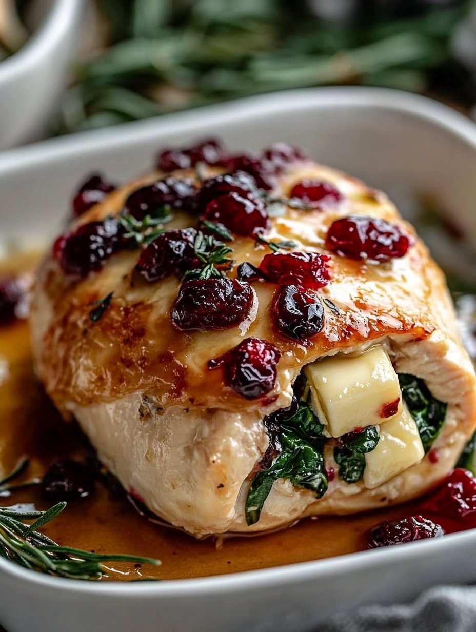 Cranberry & Spinach Stuffed Chicken Breasts with Brie Recipe