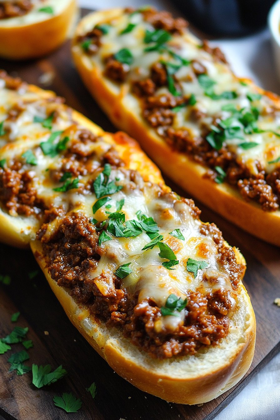 Cheesy Sloppy Joe Garlic Bread Recipe