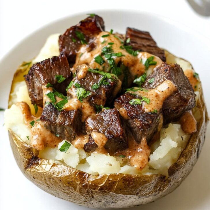 Loaded Baked Potato with Steak Bites Recipe