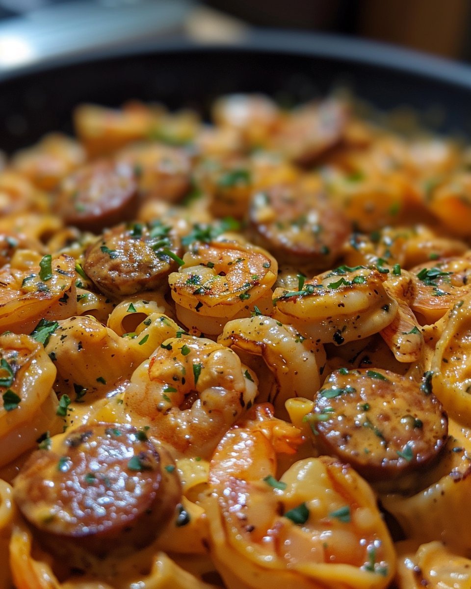 Creamy Cajun Pasta with Shrimp and Spicy Sausage