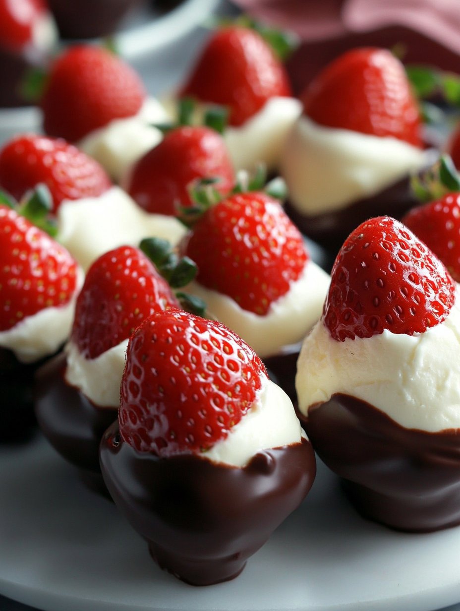 Valentines Chocolate-Covered Cheesecake Strawberries Recipe