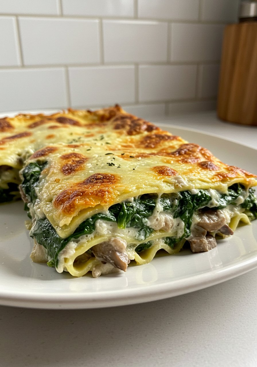 Easy Creamy Spinach and Mushroom Lasagna Recipe