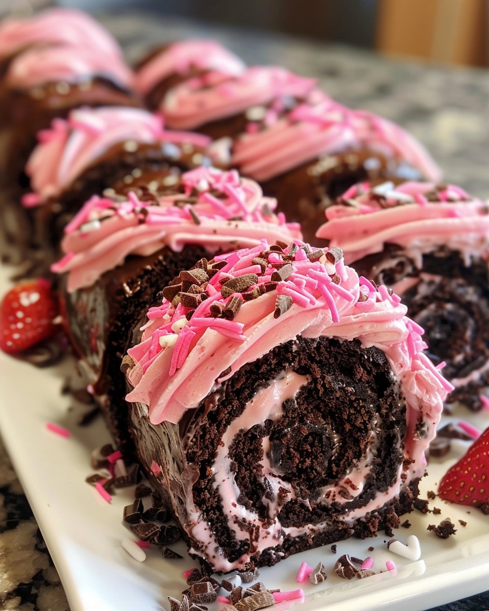 Chocolate Rolls Strawberry Cream Cheese Frosting