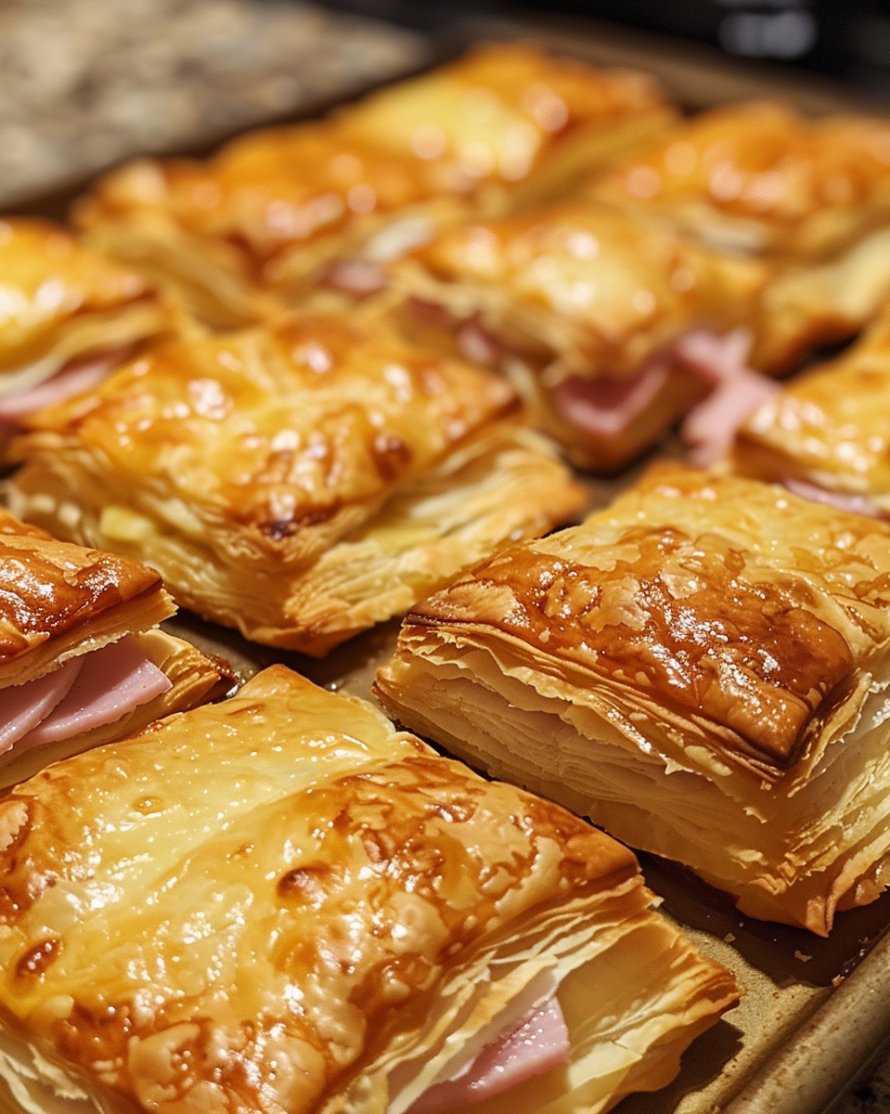 Crispy Ham and Cheese Puff Pastry Squares Recipe