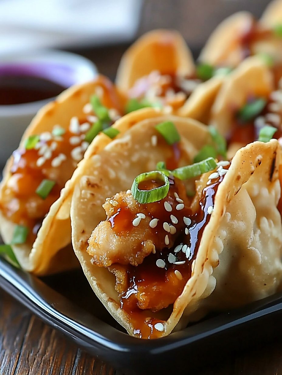 Crispy Asian Chicken Wonton Tacos Recipe