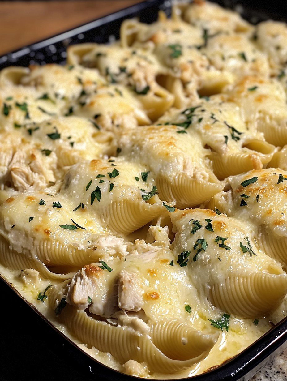 Garlic Butter Chicken Alfredo Stuffed Shells Recipe