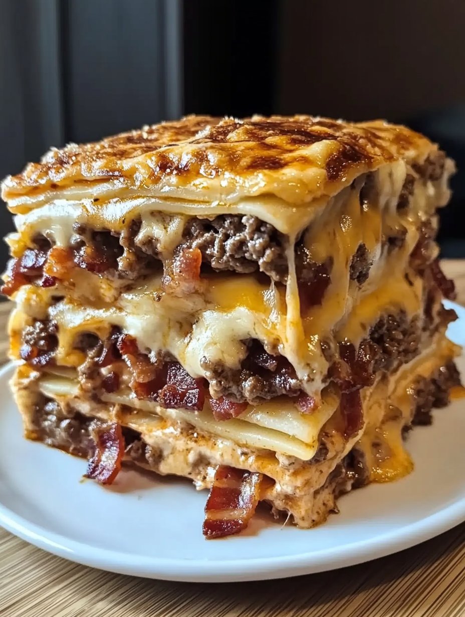 Parmesan Garlic Bacon Cheeseburger Lasagna Recipe