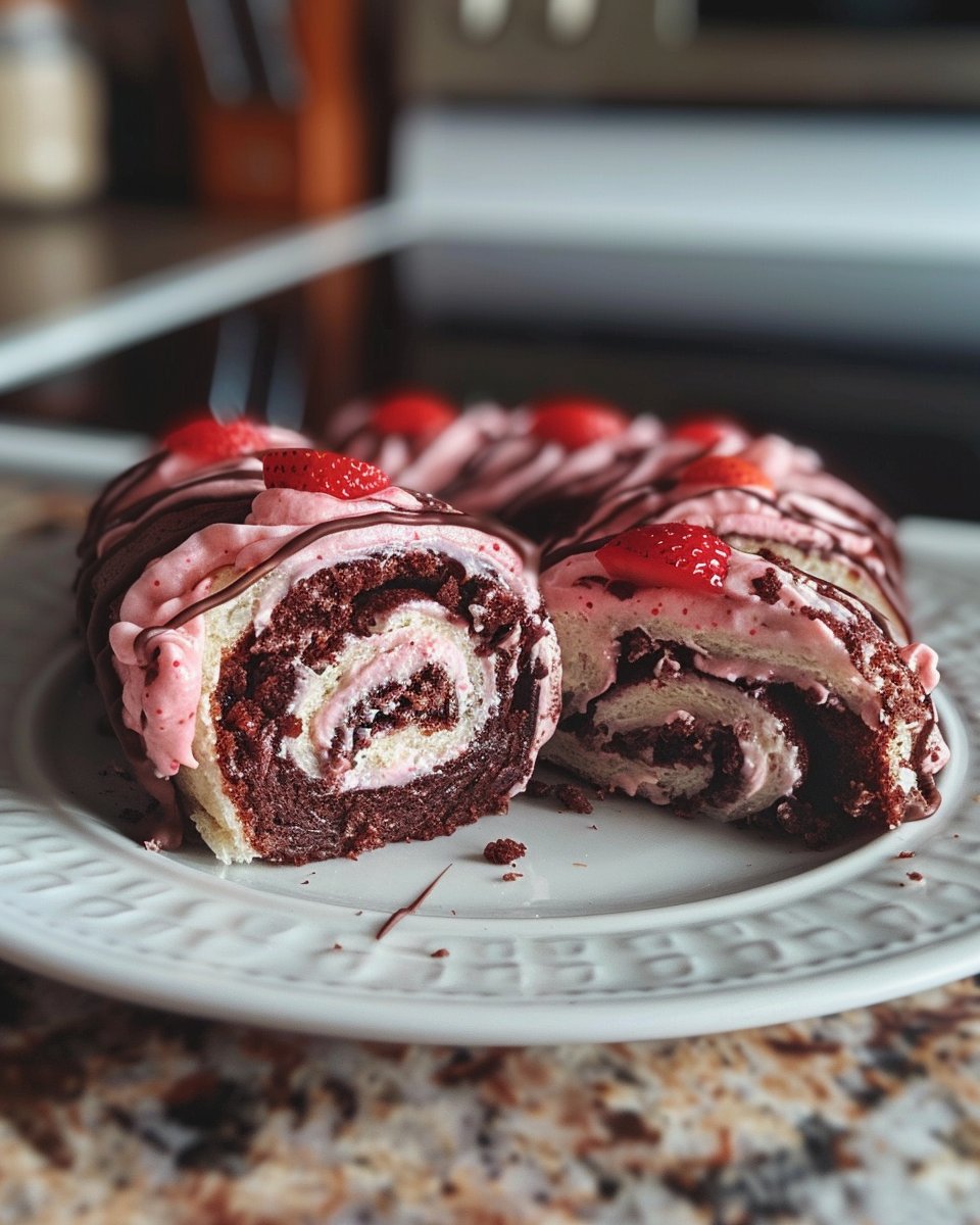 Chocolate Rolls Strawberry Cream Cheese Frosting