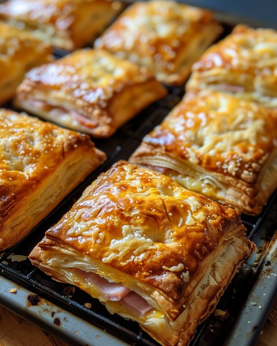 Crispy Ham and Cheese Puff Pastry Squares Recipe