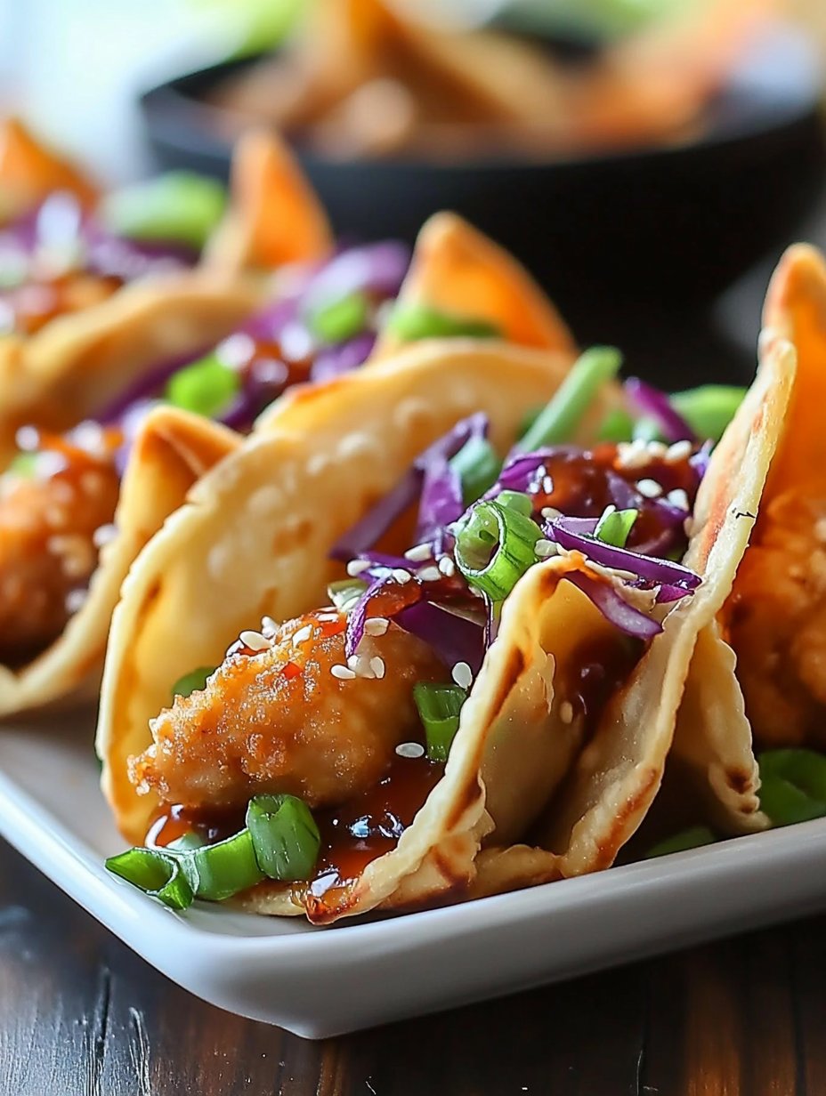 Crispy Asian Chicken Wonton Tacos Recipe