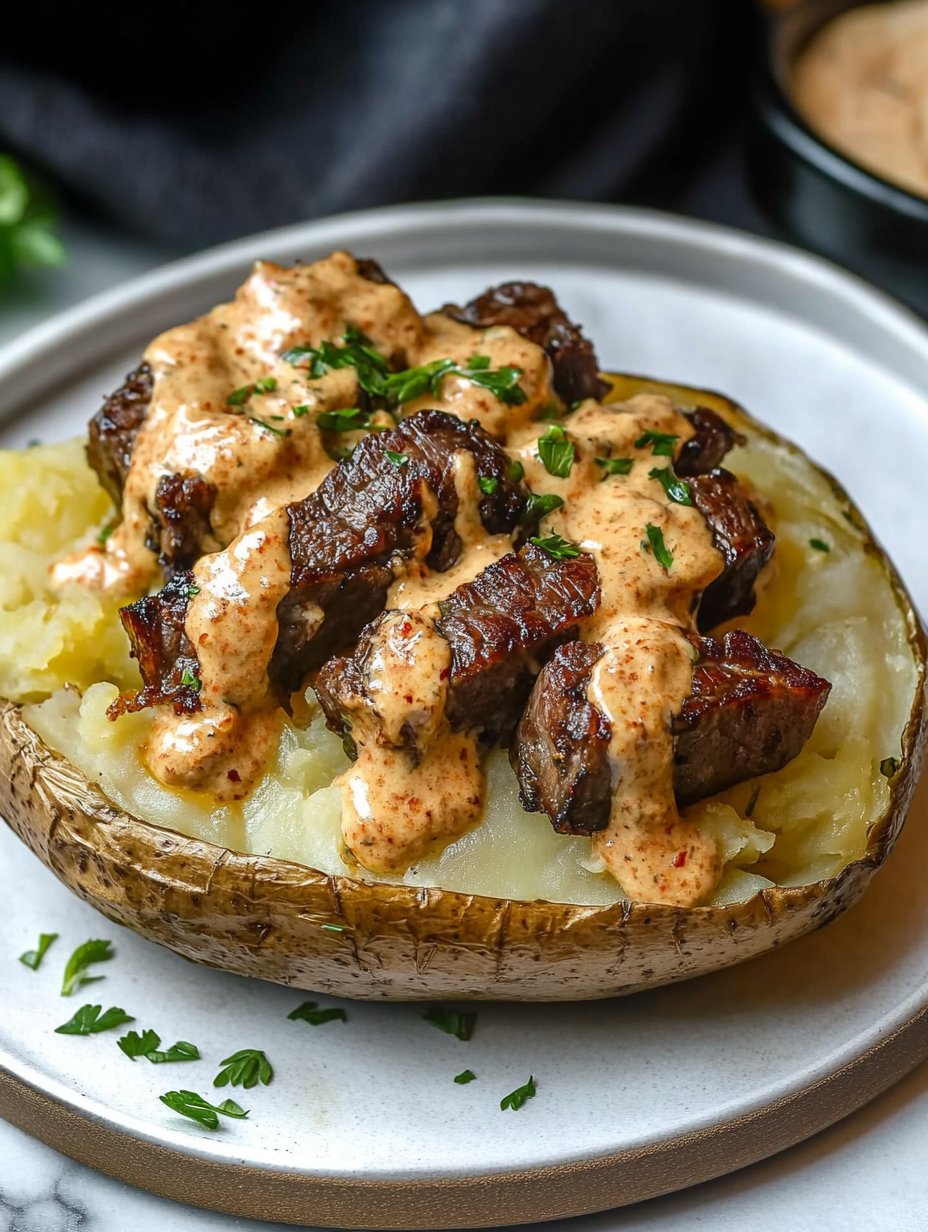 Loaded Baked Potato with Steak Bites Recipe