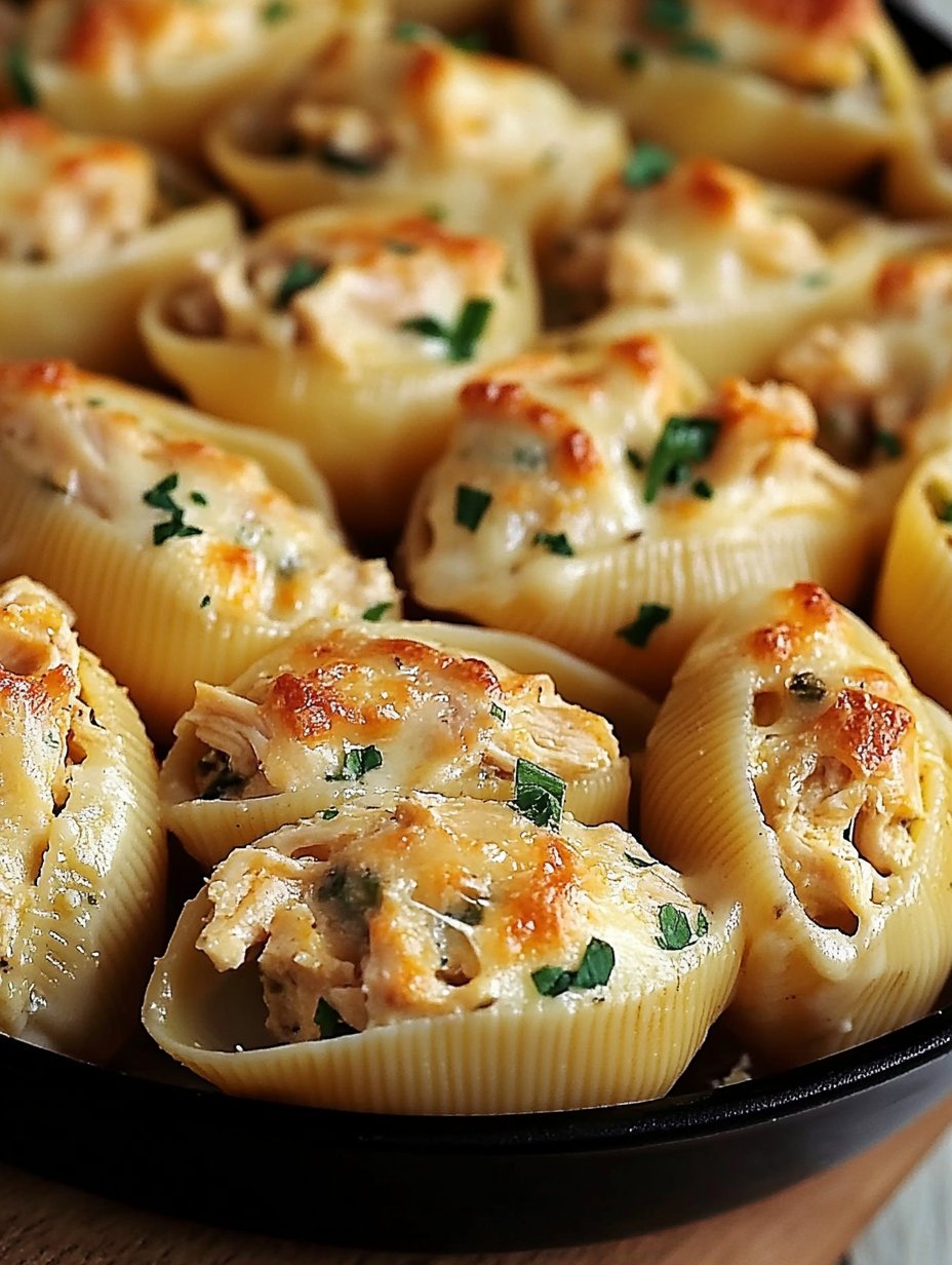 Garlic Butter Chicken Alfredo Stuffed Shells Recipe