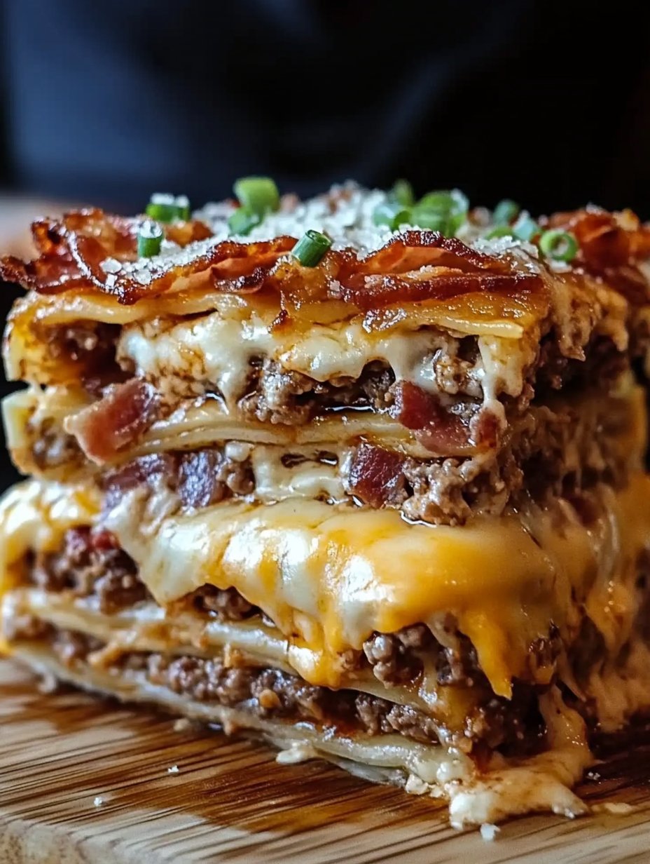 Parmesan Garlic Bacon Cheeseburger Lasagna Recipe