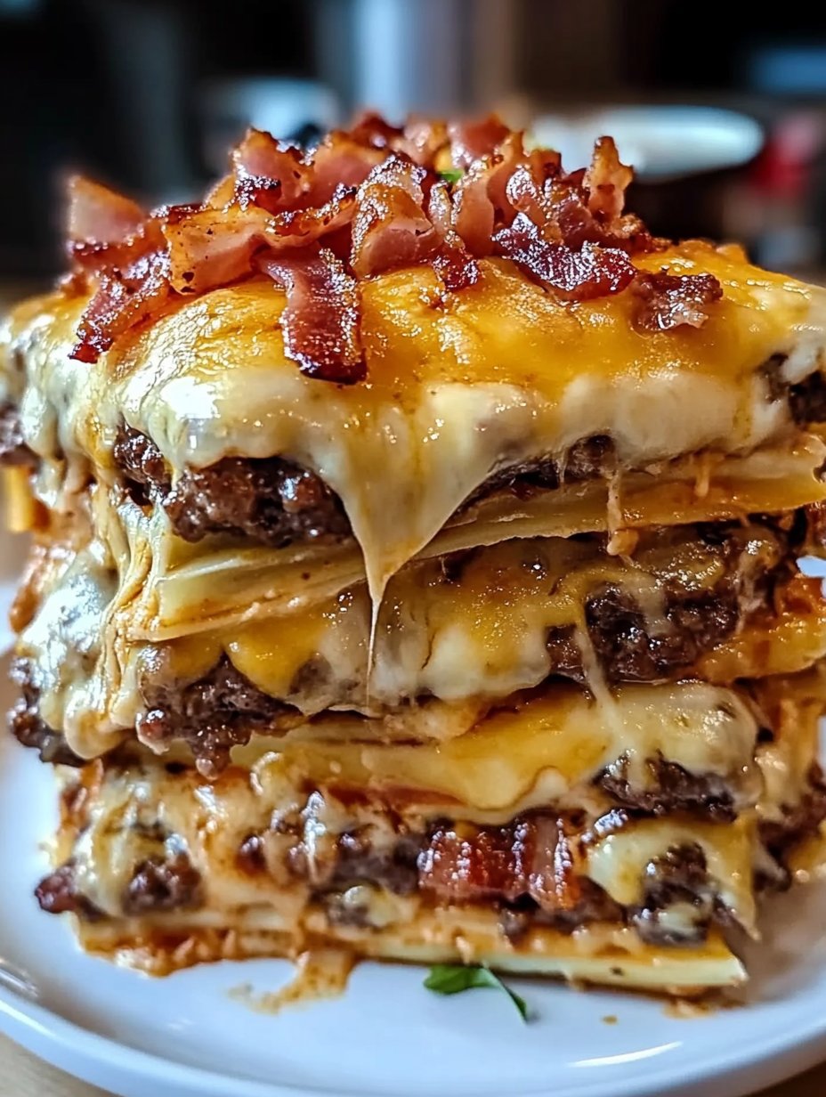 Parmesan Garlic Bacon Cheeseburger Lasagna Recipe