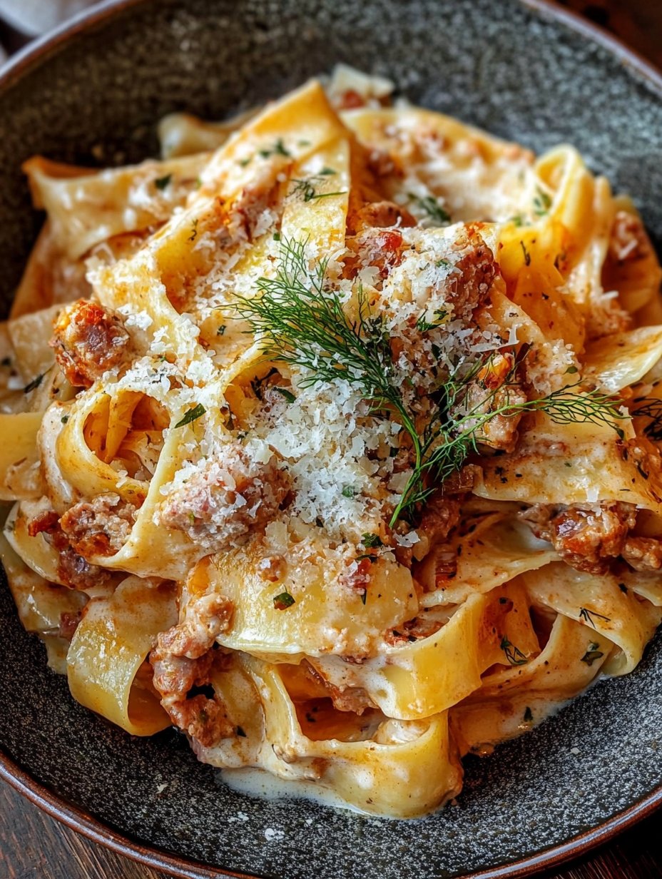 Creamy Calabrian Chili Pappardelle with Sausage & Fennel