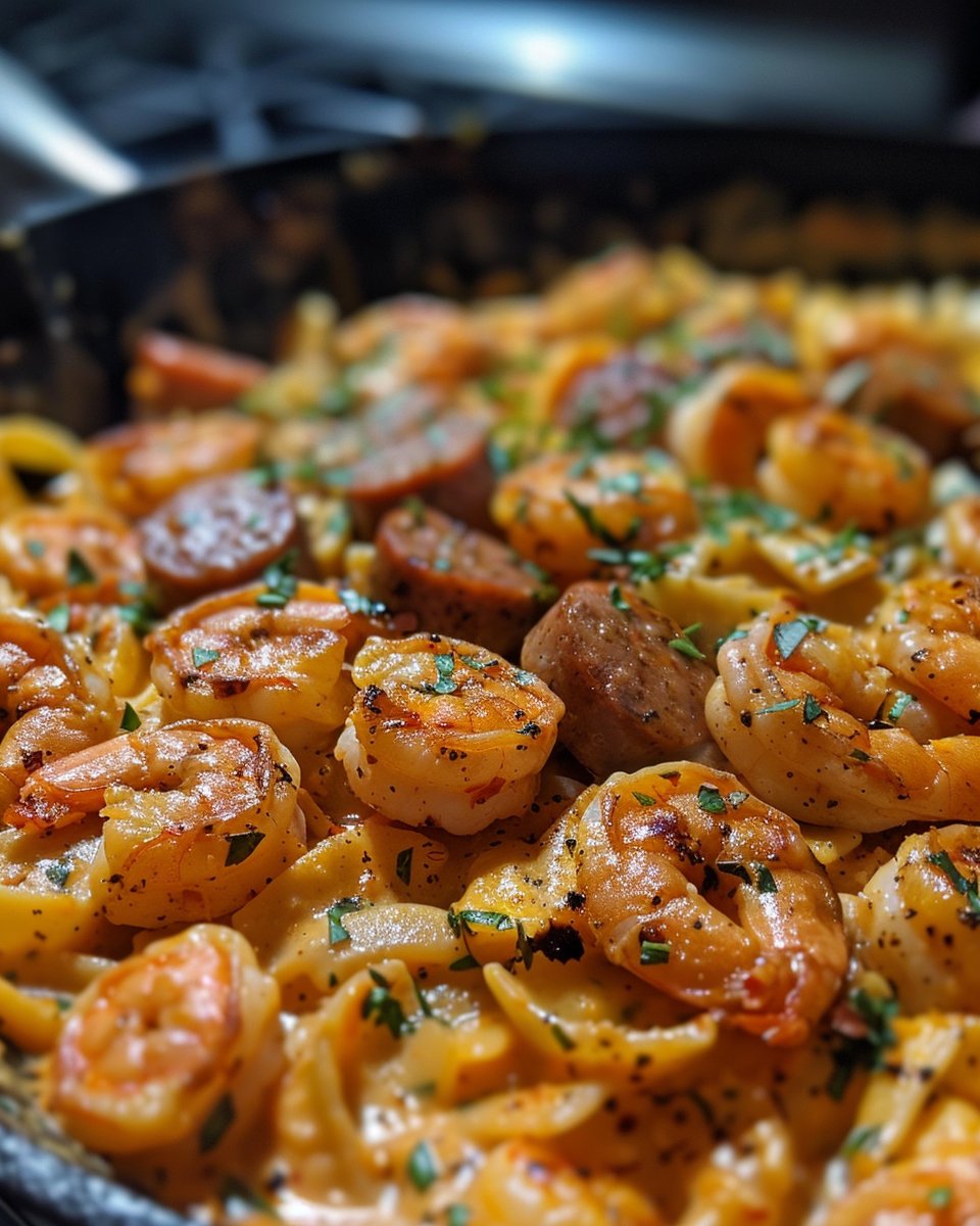 Creamy Cajun Pasta with Shrimp and Spicy Sausage