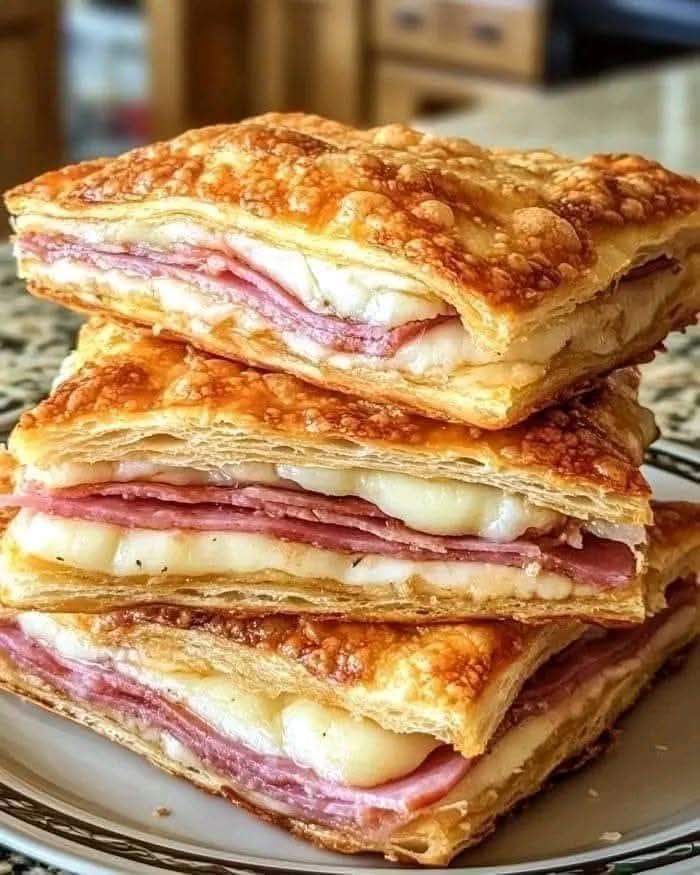 Crispy Ham and Cheese Puff Pastry Squares Recipe