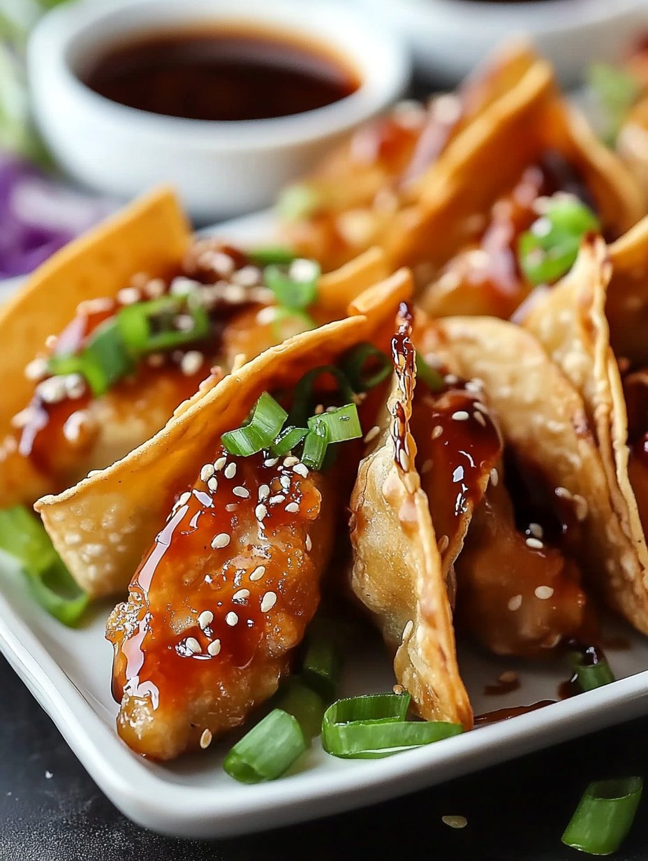 Crispy Asian Chicken Wonton Tacos Recipe