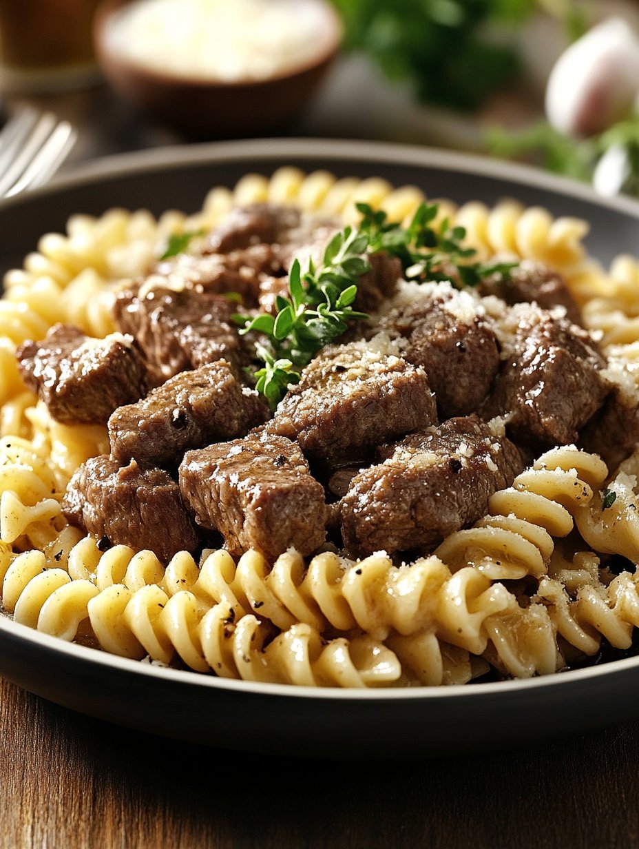 Beef and Rotini in Garlic Parmesan Sauce Recipe